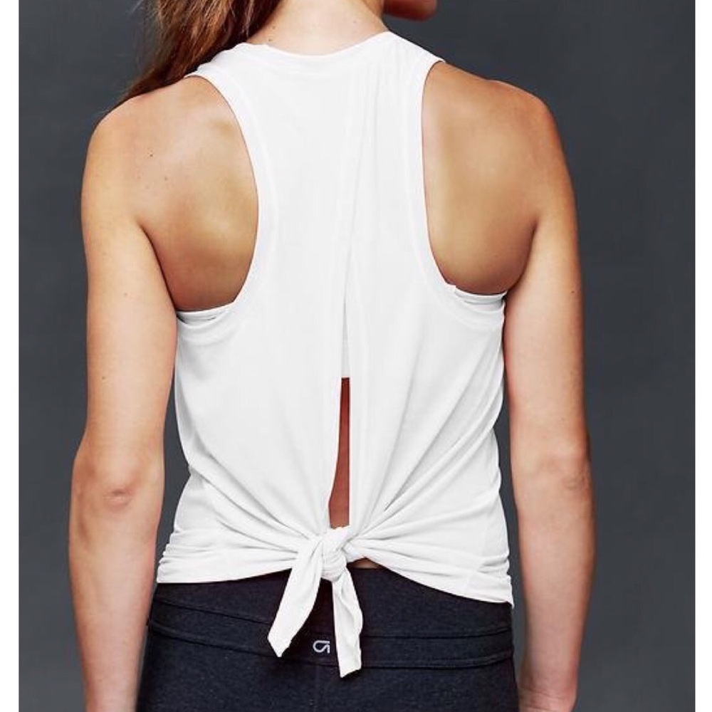 White Tie Back Gym Tank